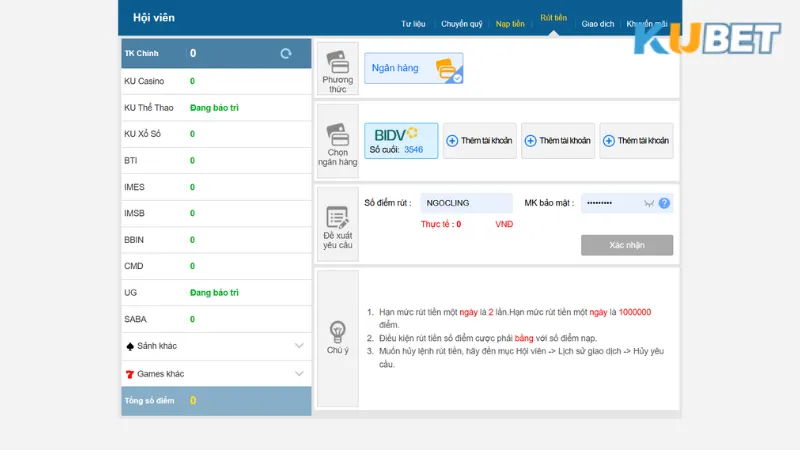 Hướng dẫn cách rút tiền nhanh và an toàn tại KUBET