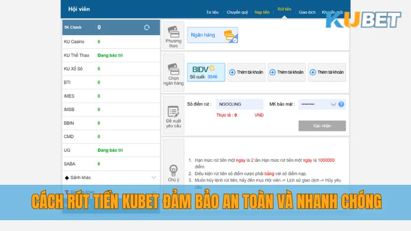 Cách Rút Tiền KUBET