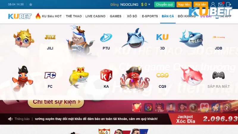 Sảnh bắn cá với đồ họa đẹp mắt cùng âm thanh sống động